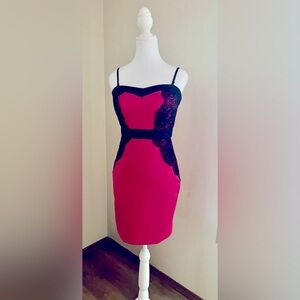 Bright pink and blue spaghetti strap party dress!